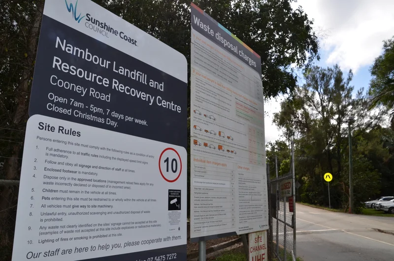 Nambour Landfill and Resource Recovery Centre signage showing entrance to the to the tip.