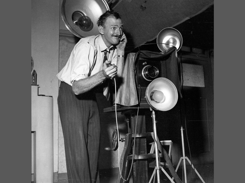 Bill Robinson with studio camera 1952