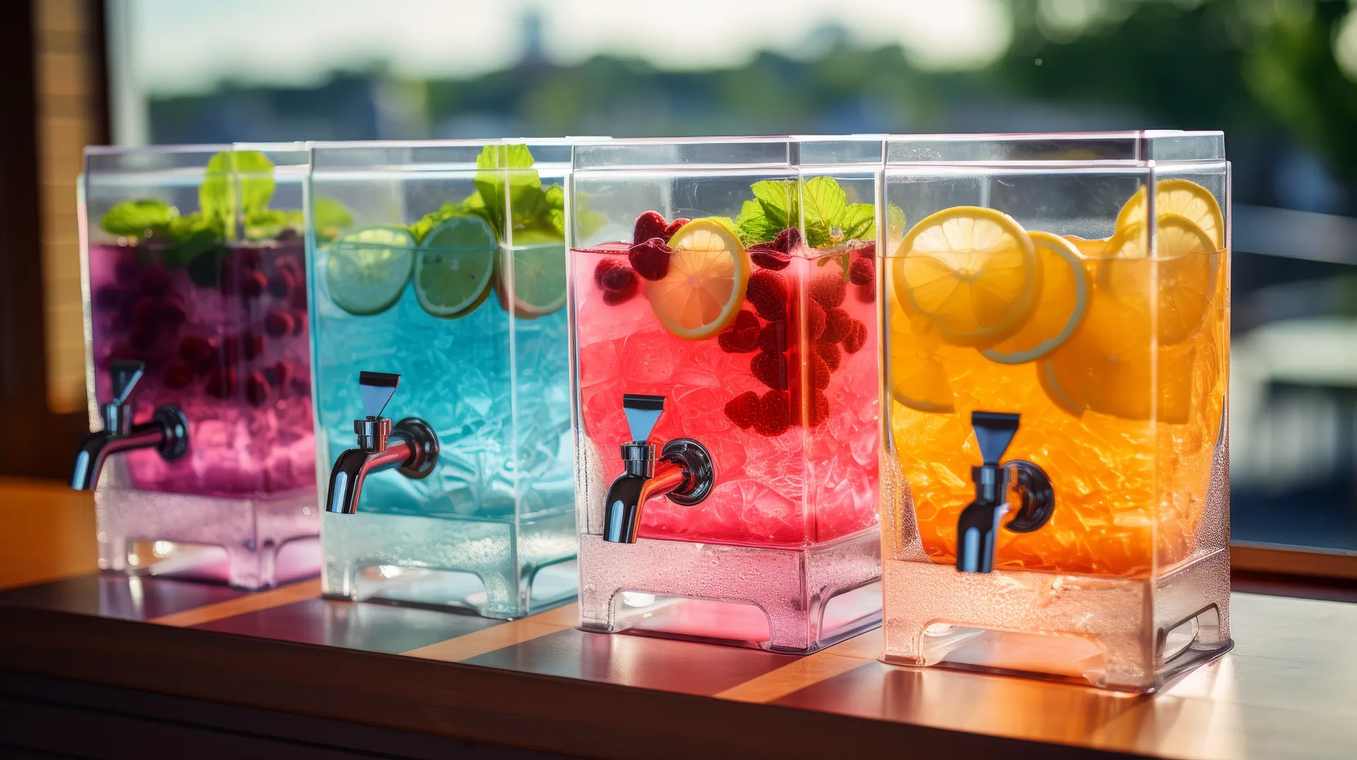 Four cocktail dispensers