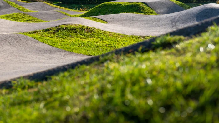 Grass and bumps of a pump track