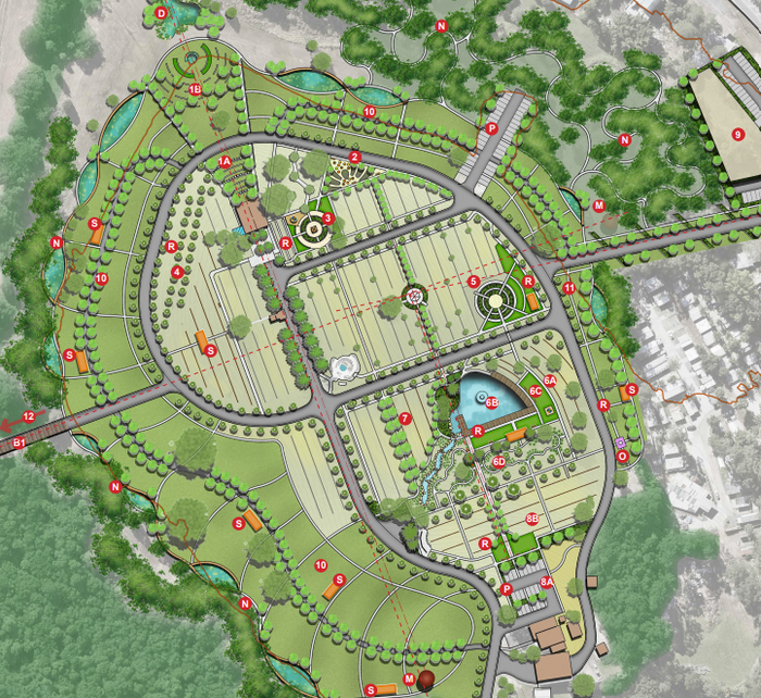 An aerial map shows the Kulangoor Cemetery concept design.