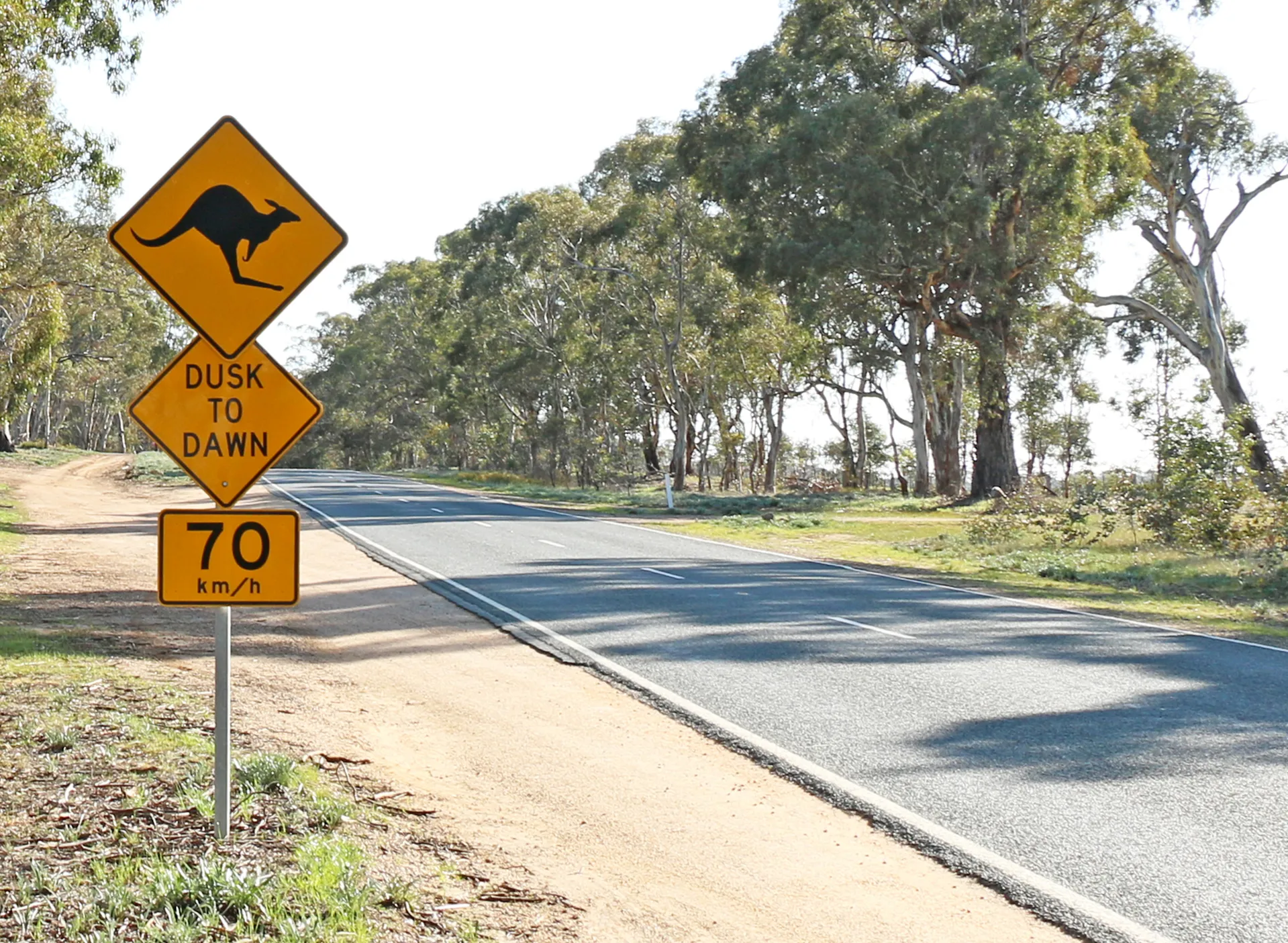 road sign showing 70kmh