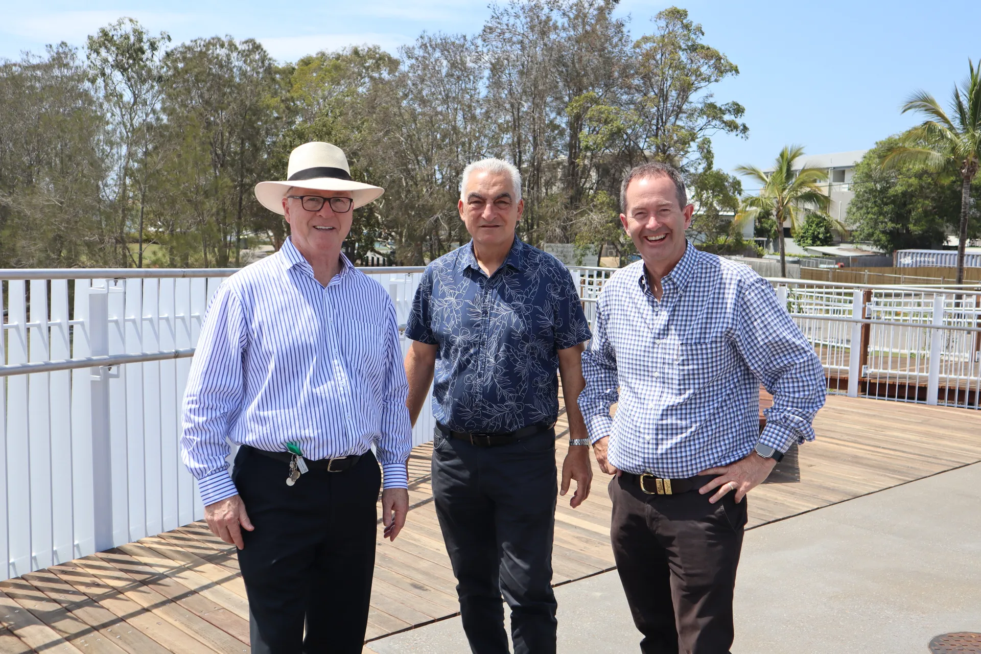 Sunshine Coast Council Mayor Mark Jamieson, Division 4 Councillor Joe Natoli and Member for Fisher Andrew Wallace MP.