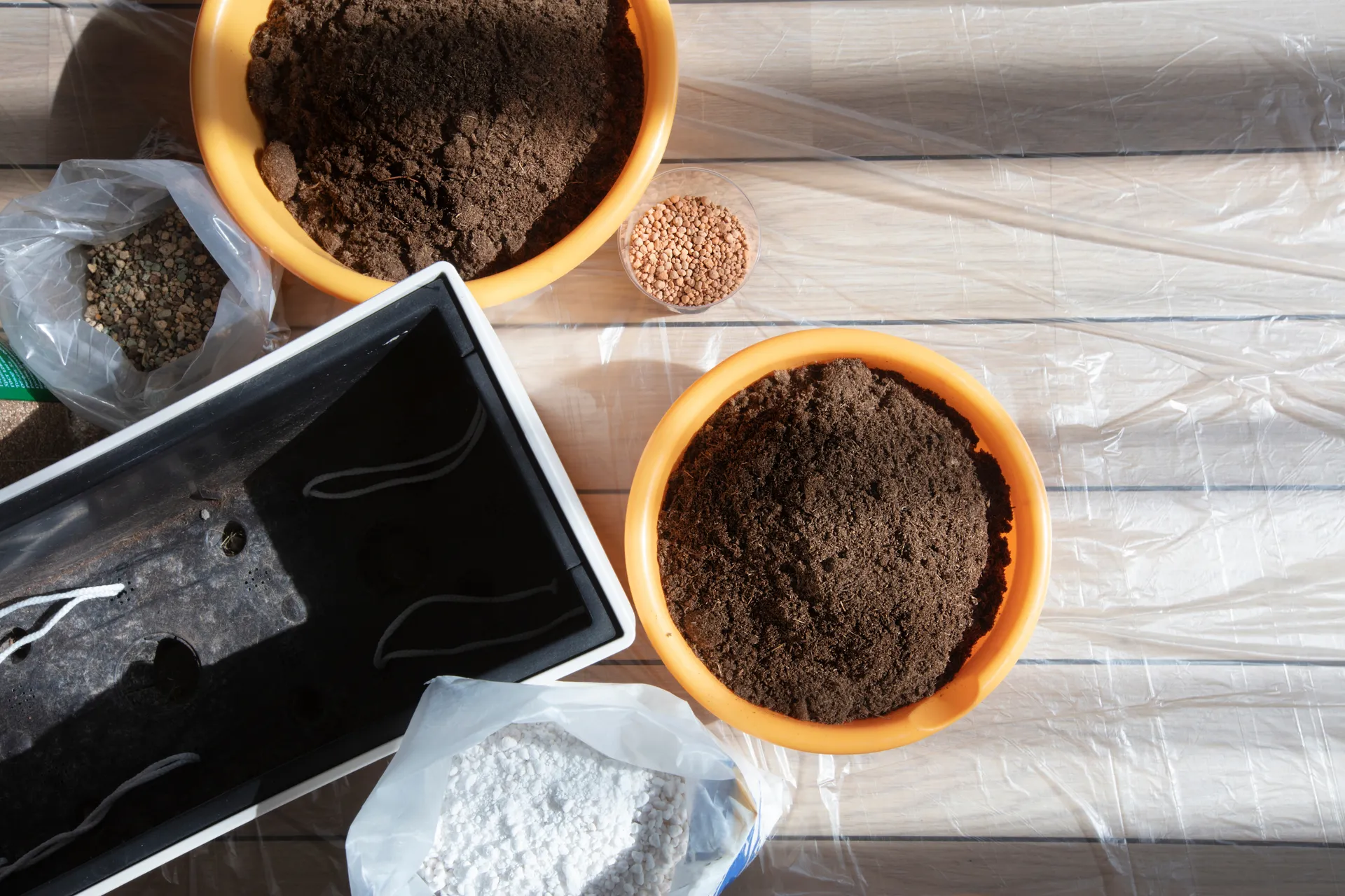 pots filled with earth