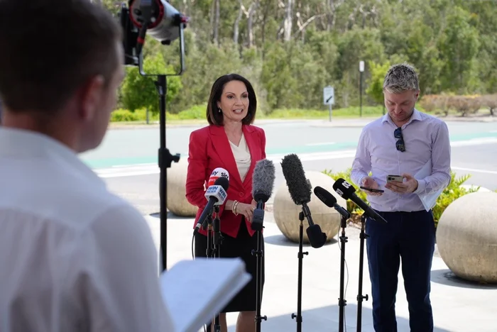 Mayor Rosanna Natoli speaking to media