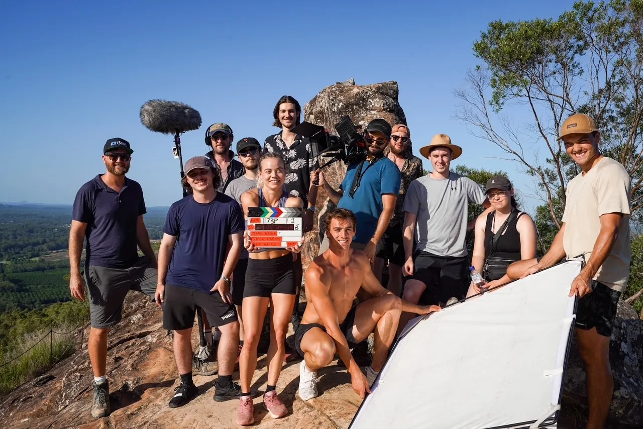 The Edge cast and crew on Mt Ngungun.