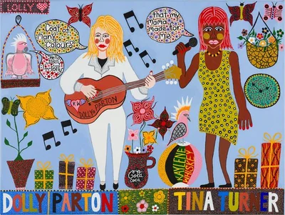 Dolly Parton and Tina Turner tea towel