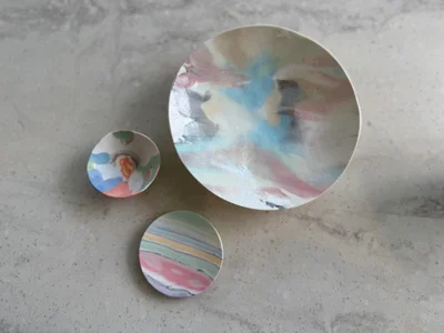 Nerikomi plates by Jan Roebuck