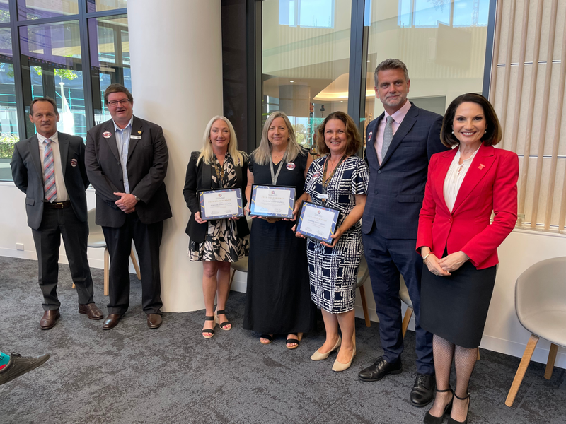 L-R Councillor Terry Landsberg, Council's Economy Development staff Alex Lever-Shaw, Nicki Duckworth, Danielle Burns, Chris Le Serve and Mayor Rosanna Natoli.