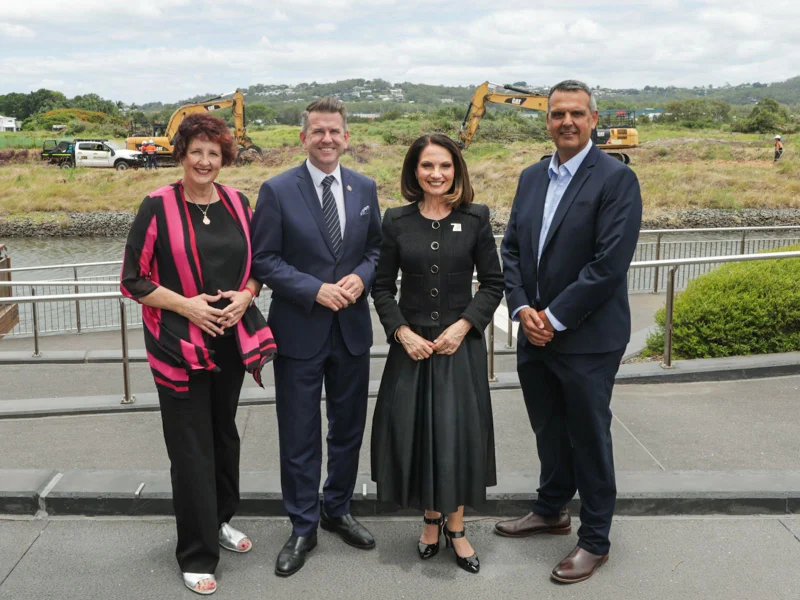 RAF early works, Maroochydore MP Fiona Simpson, Deputy Premier Jarrod Bleijie, Mayor Natoli and Walker Executive Peter Saba.