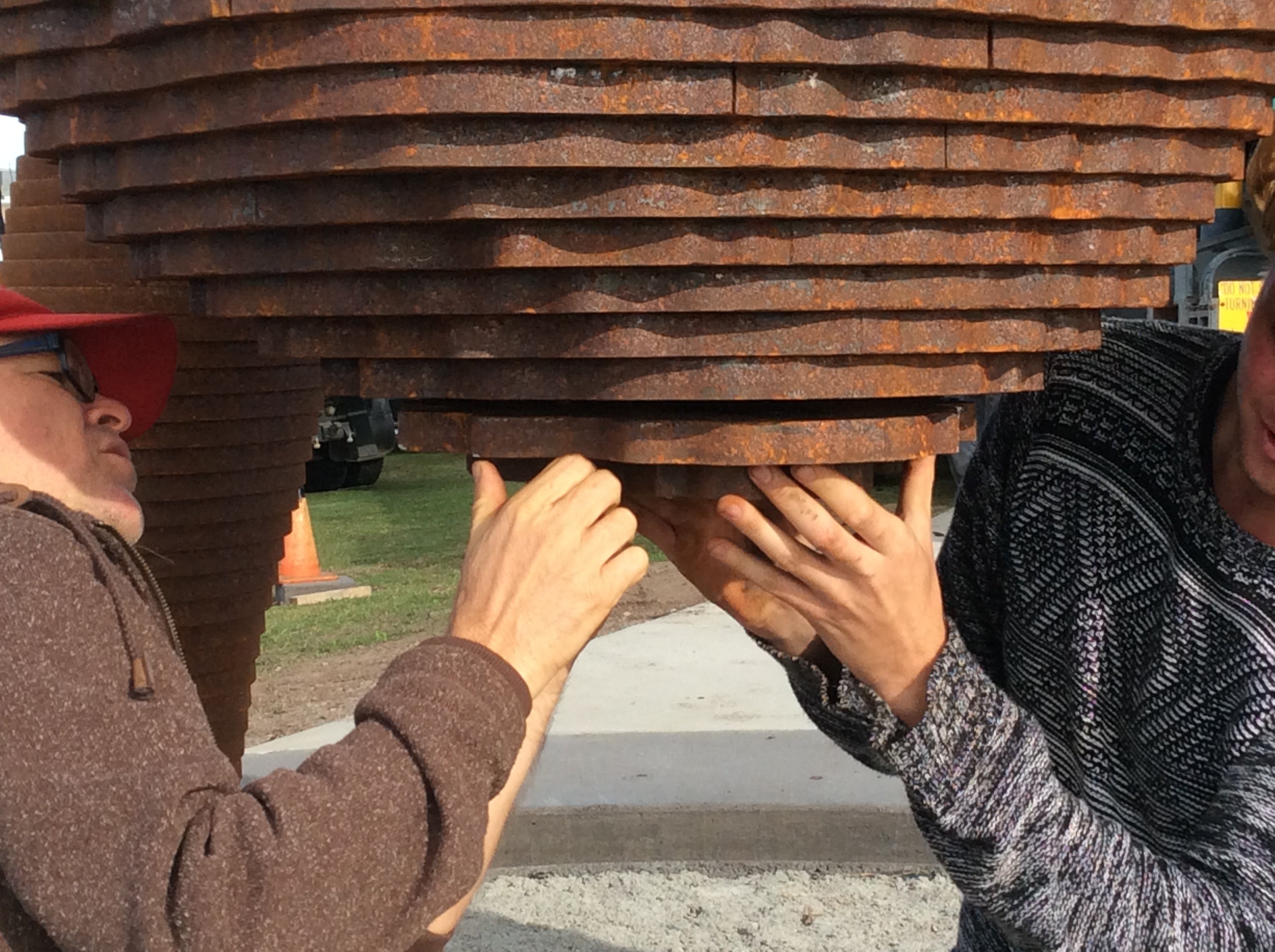 Installation of the sculpture