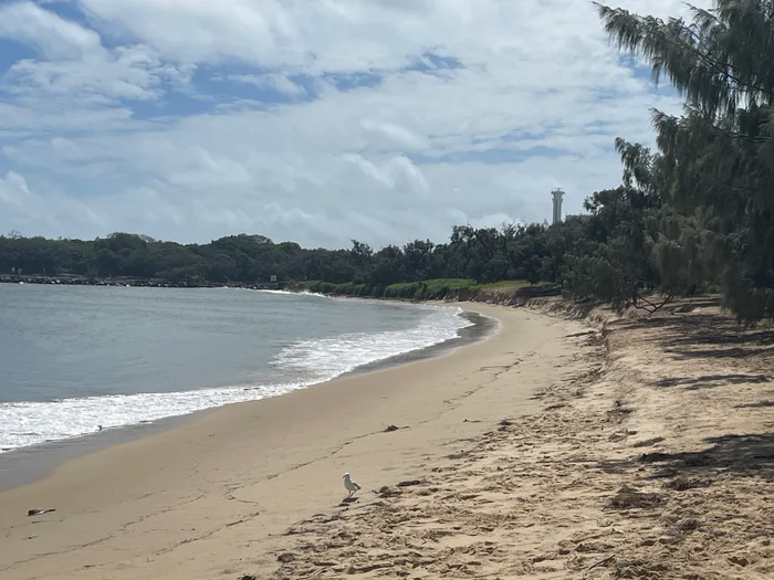 Mooloolaba Beach towards the rock wall. 