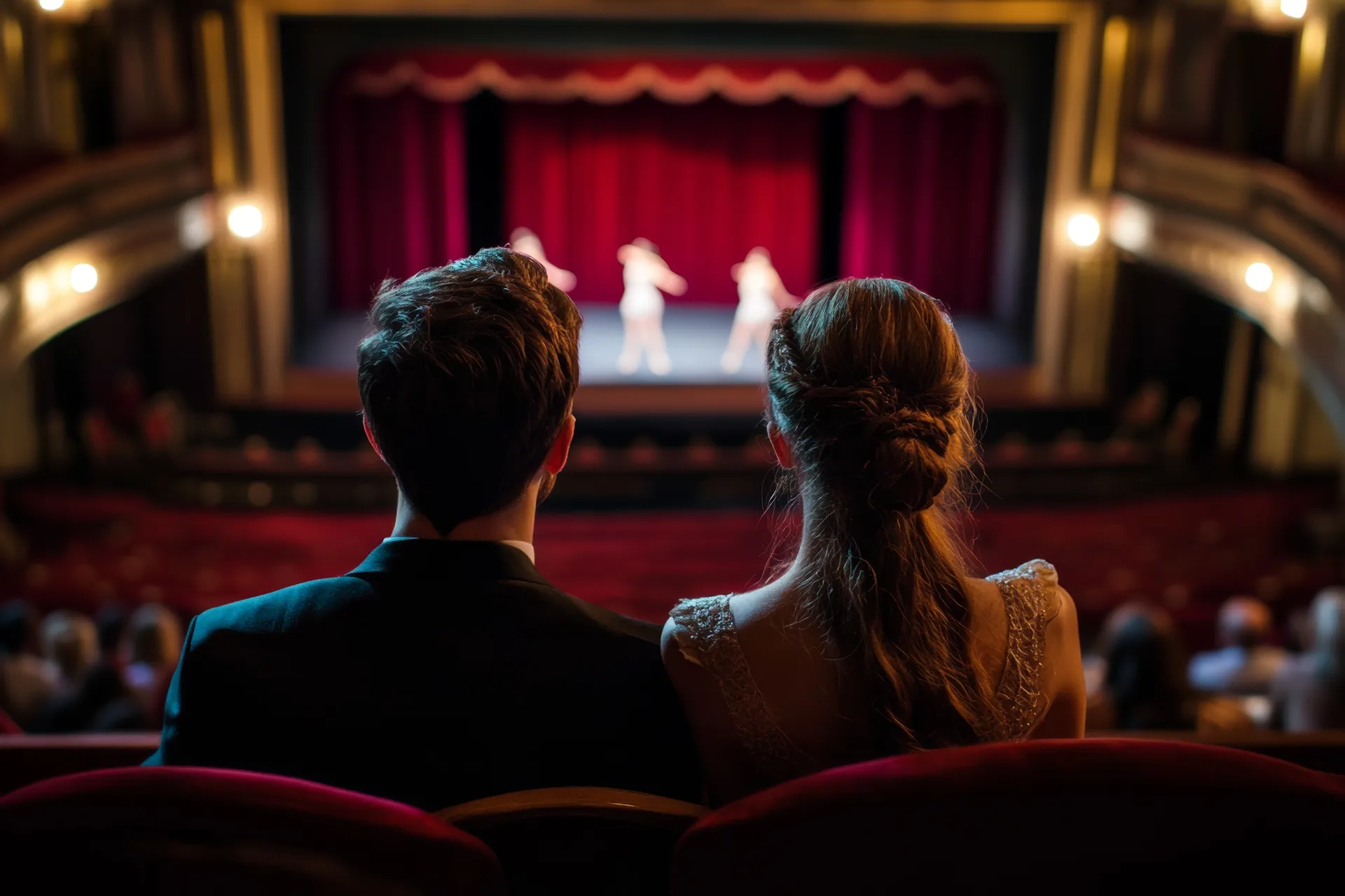 Man and woman watching a show