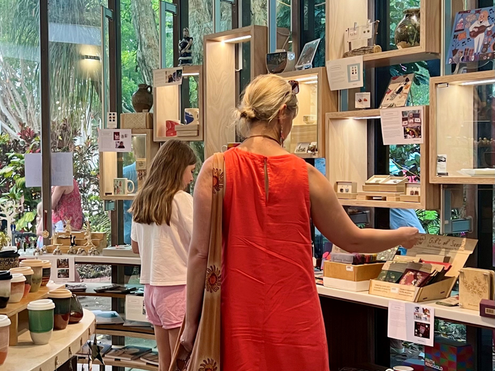 Mother and daughter shopping the gallery store