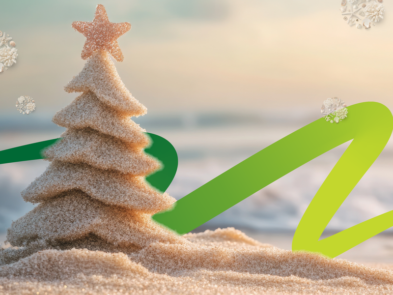 Christmas image of tree made out of sand ai generated.