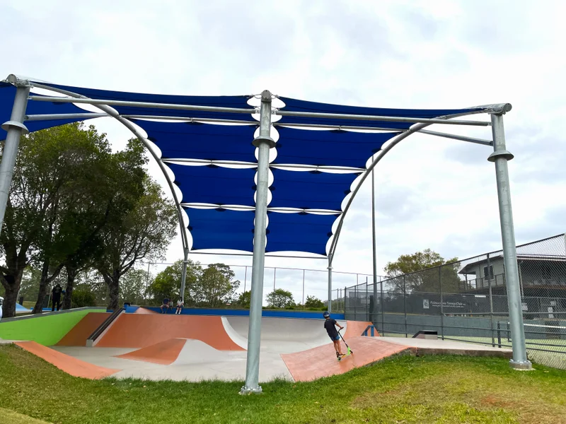 New shade sails installed at Palmwoods Skate Park. 