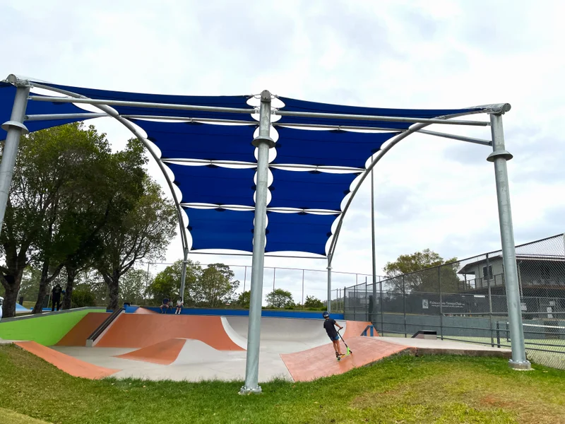 New shade sails installed at Palmwoods Skate Park.