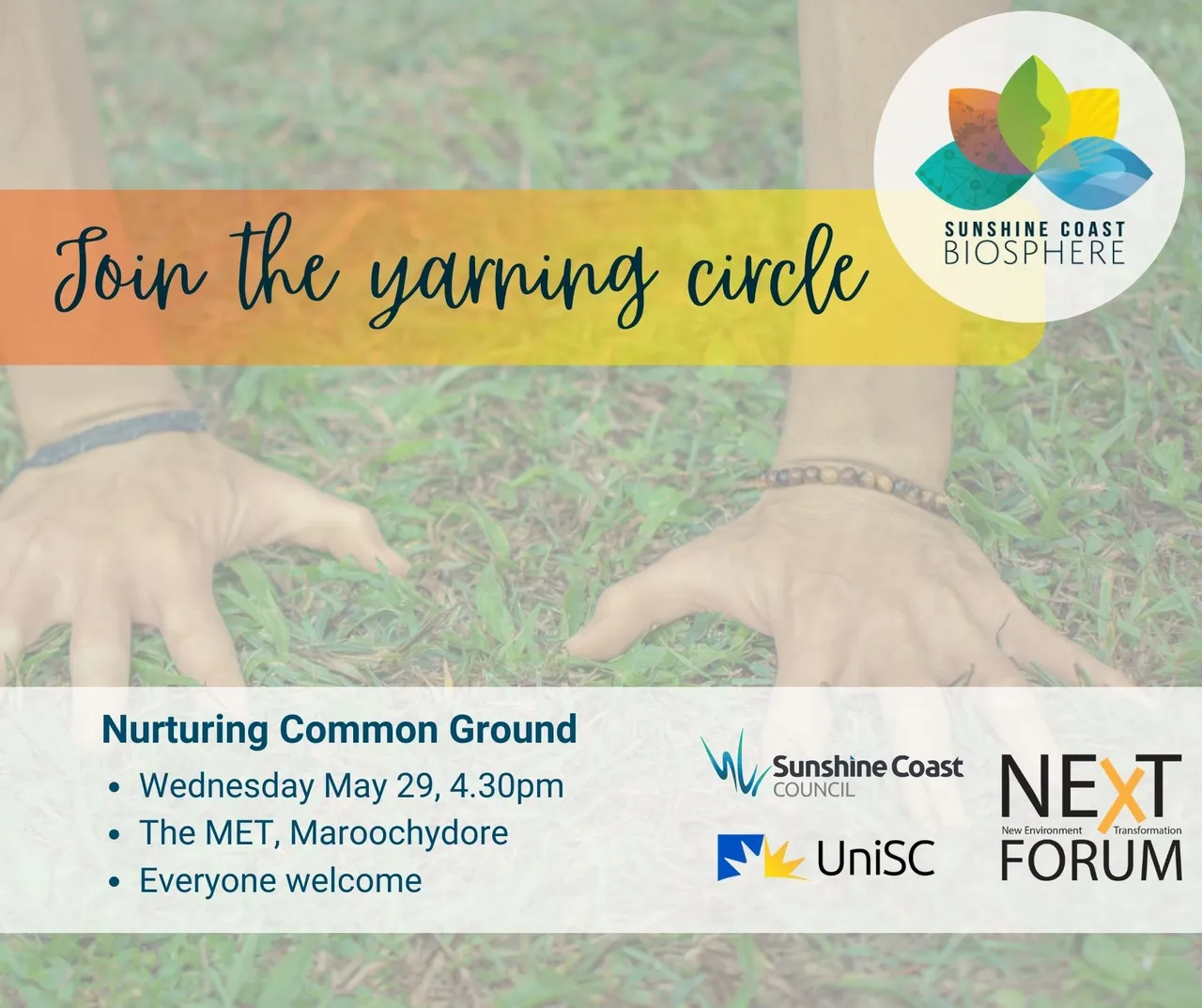 Yarning circle poster for event on 29 May