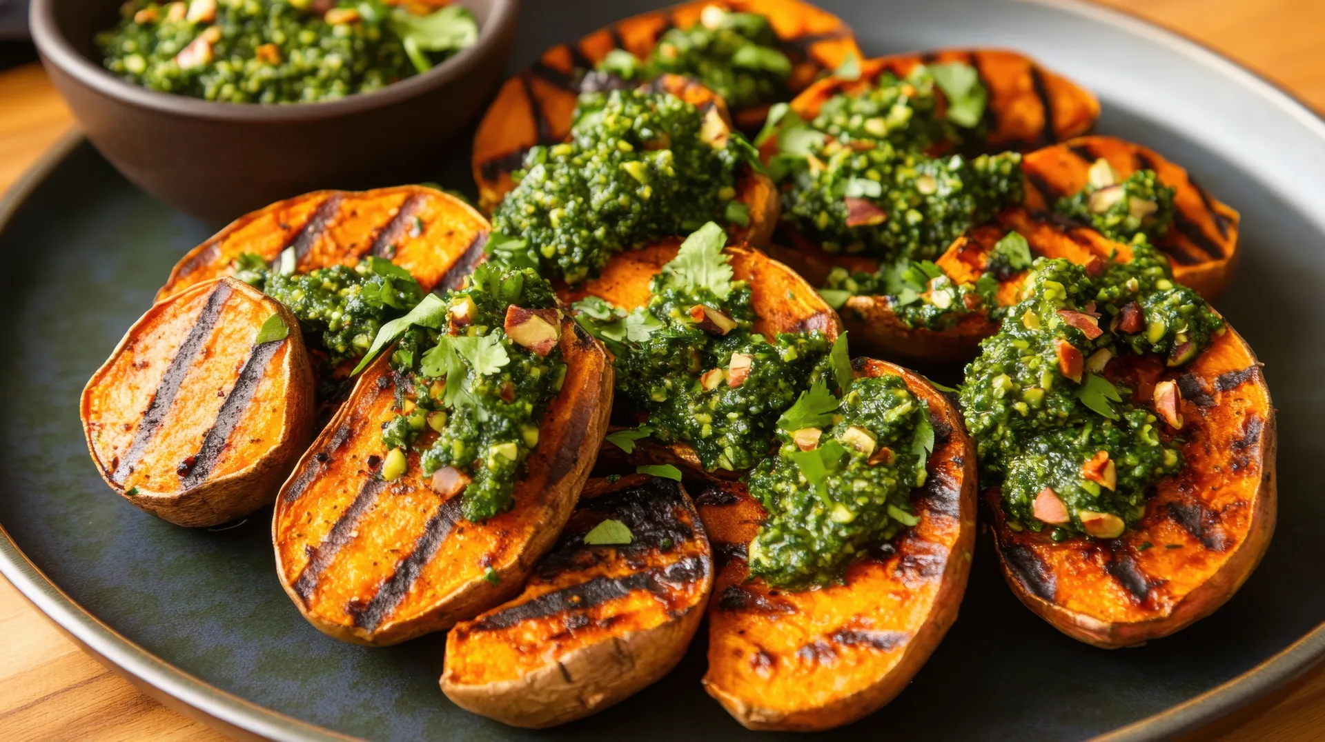 Roasted Sunshine Coast Sweet Potatoes with Macadamia Pesto