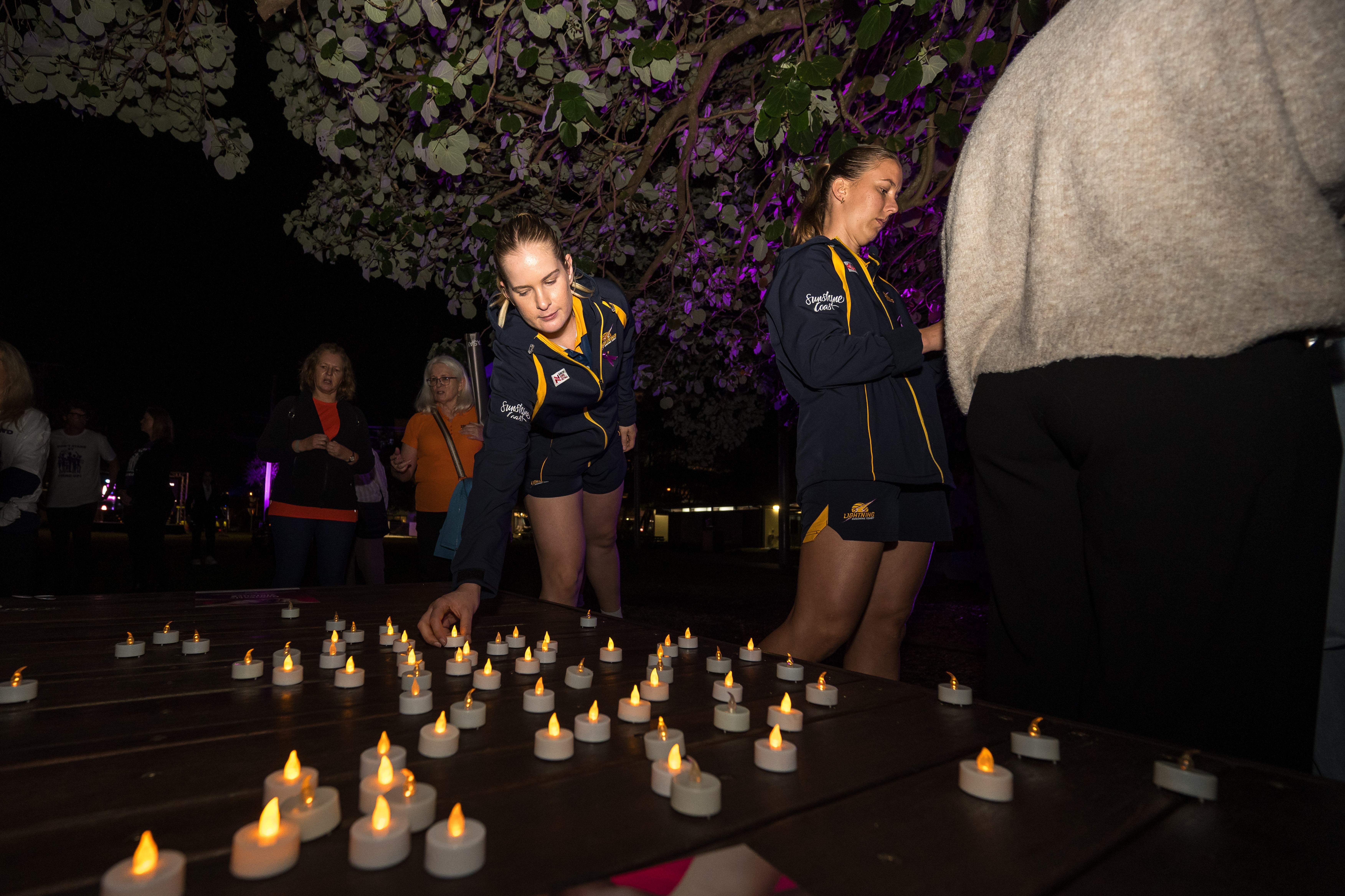 Tara Hinchliffe, Sunshine Coast Lightning, at the Domestic and Family Violence Prevention Month March and Candlelight Vigil