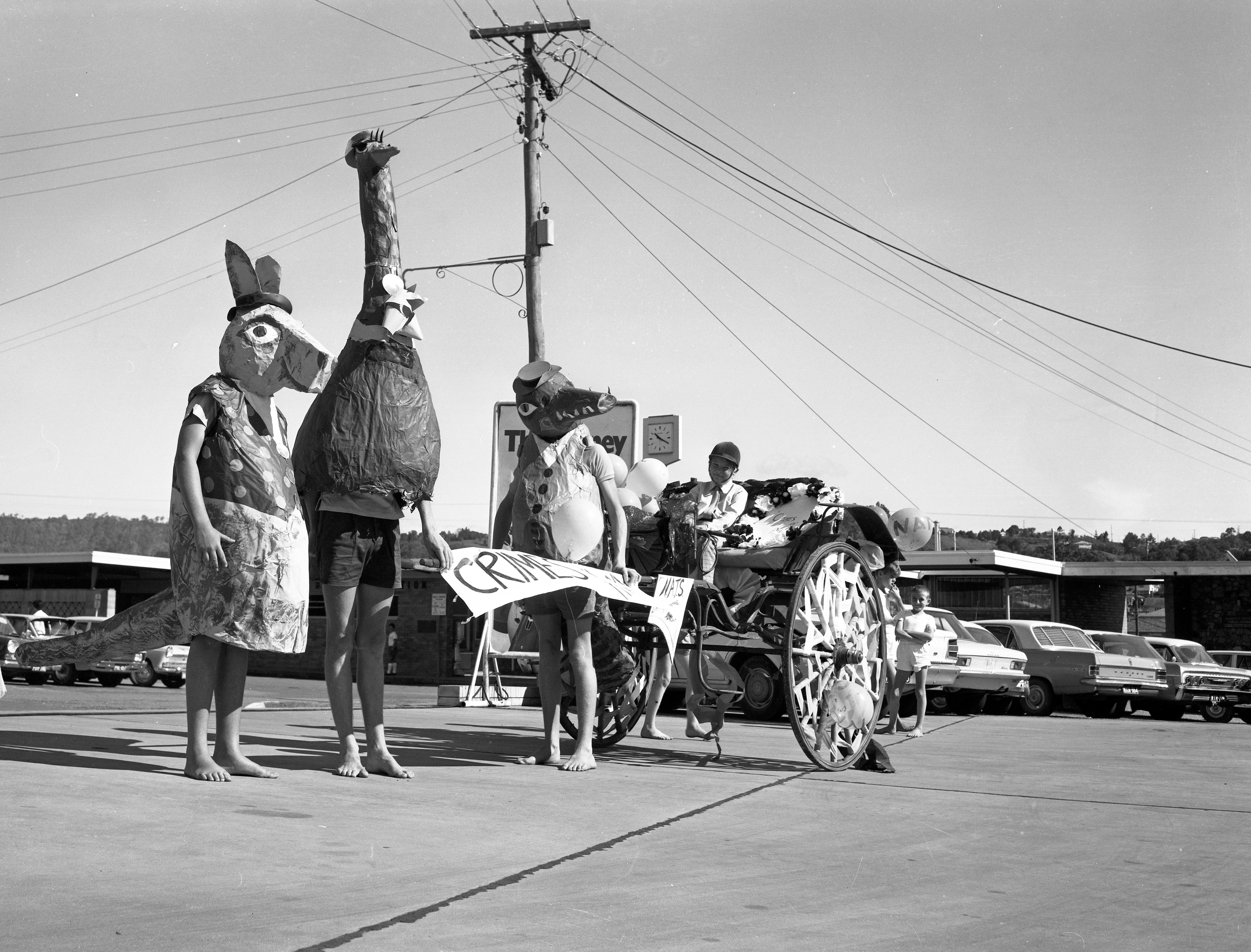 A selection of characters in a theatre parade in Nambour