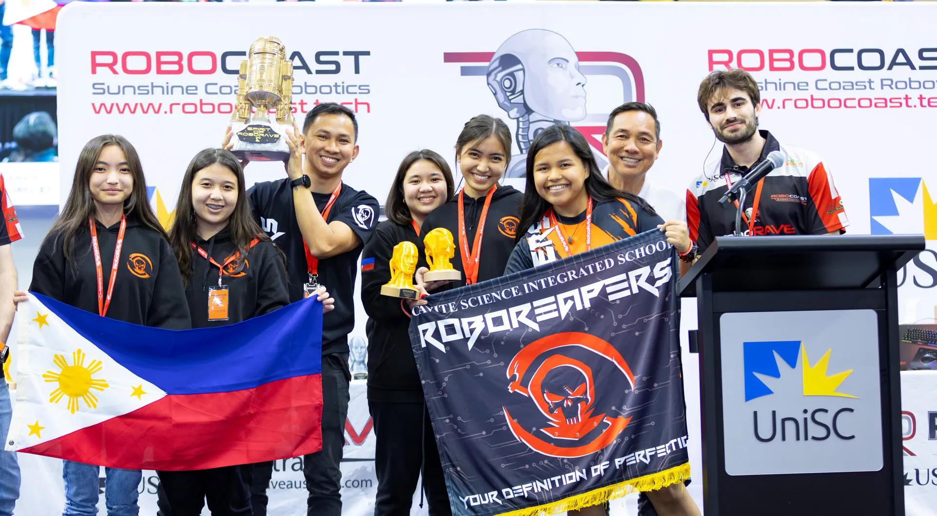 2023 Spirit of RoboRAVE winners from Cavite Science Integrated School in the Philippines.