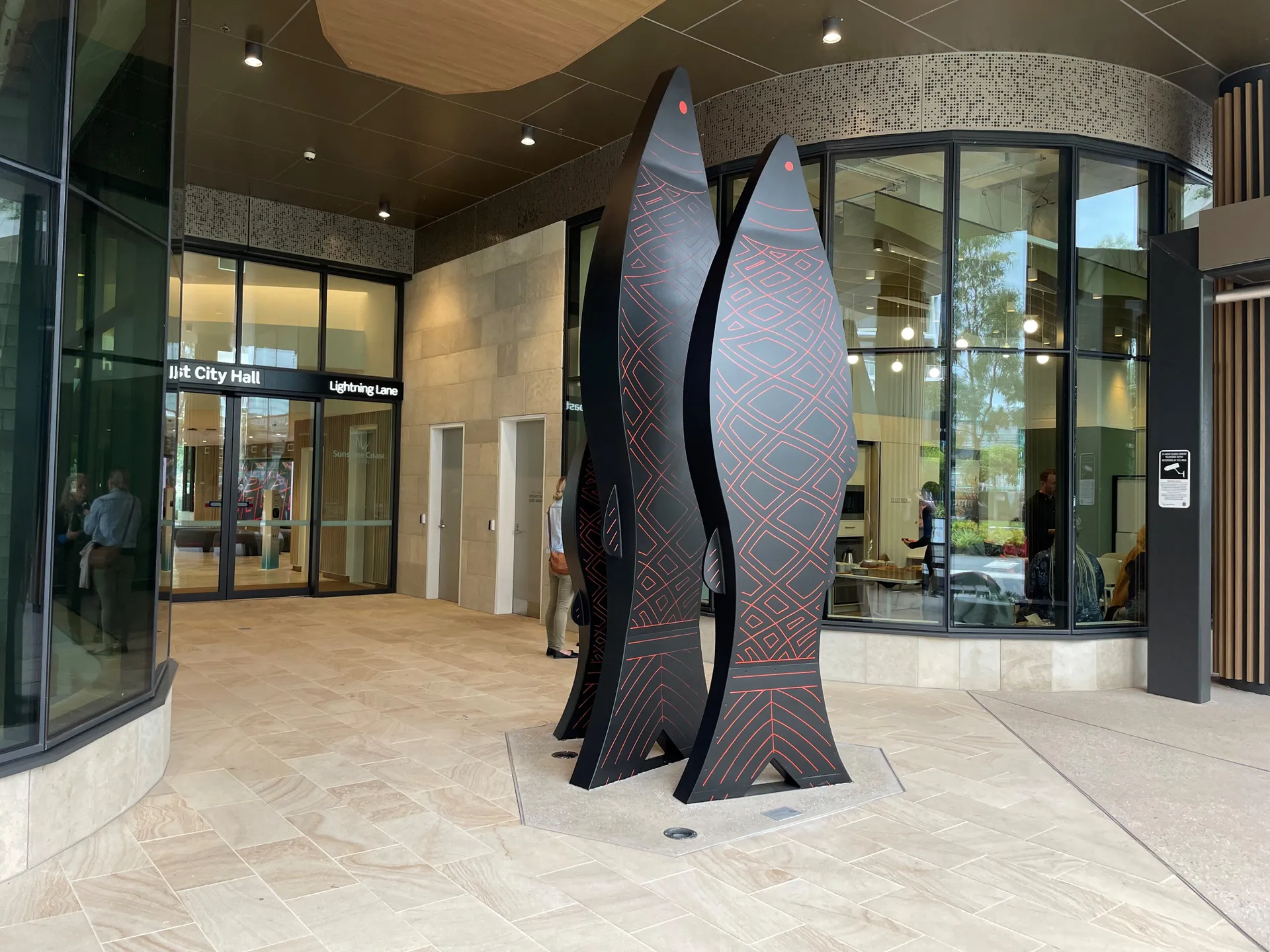 Dura Gunga, 4.5m public artwork sculpture at the Lightening Lane entrance of Sunshine Coast City Hall