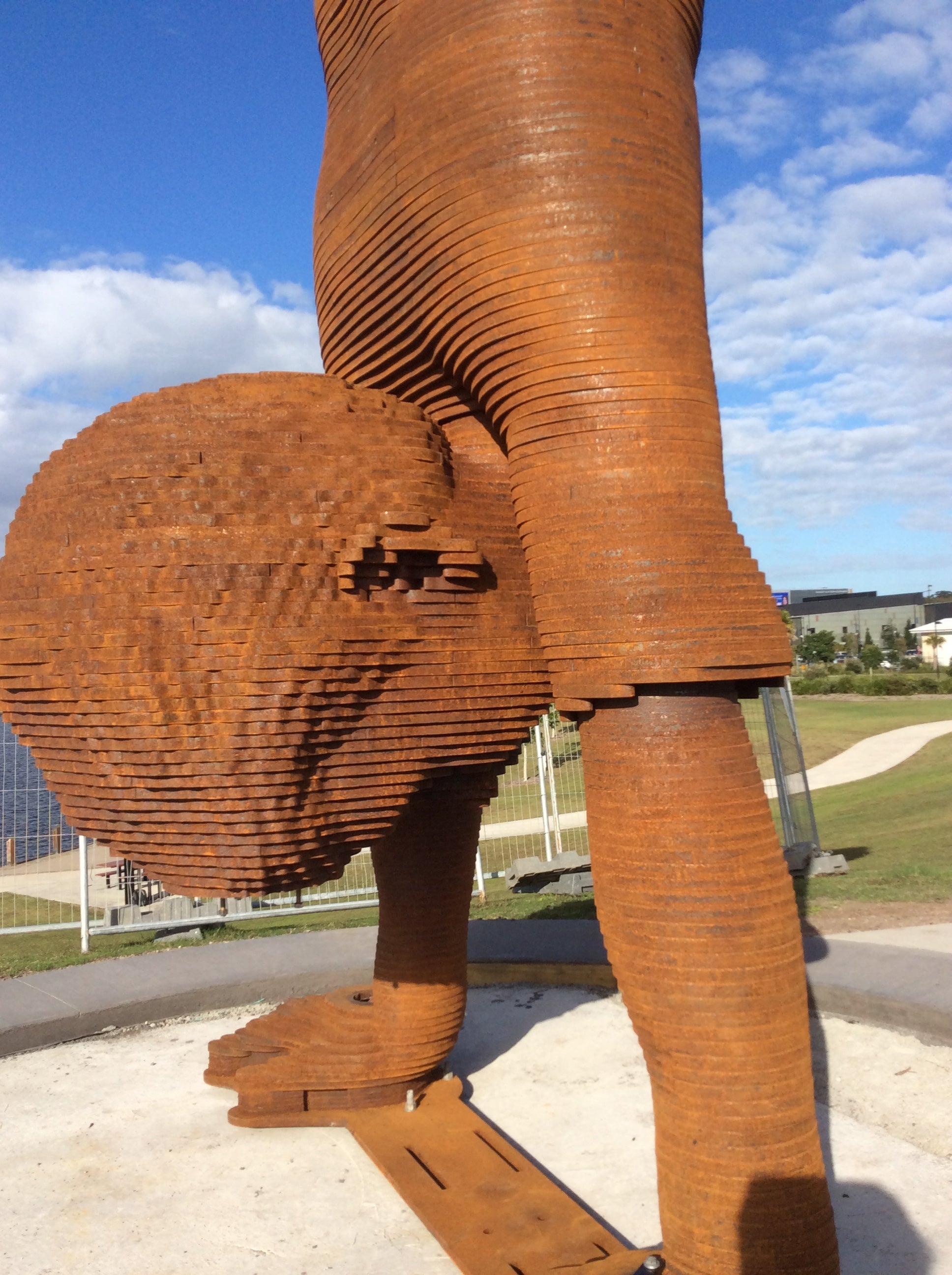 Close up view of the steel plates which make up the sculpture