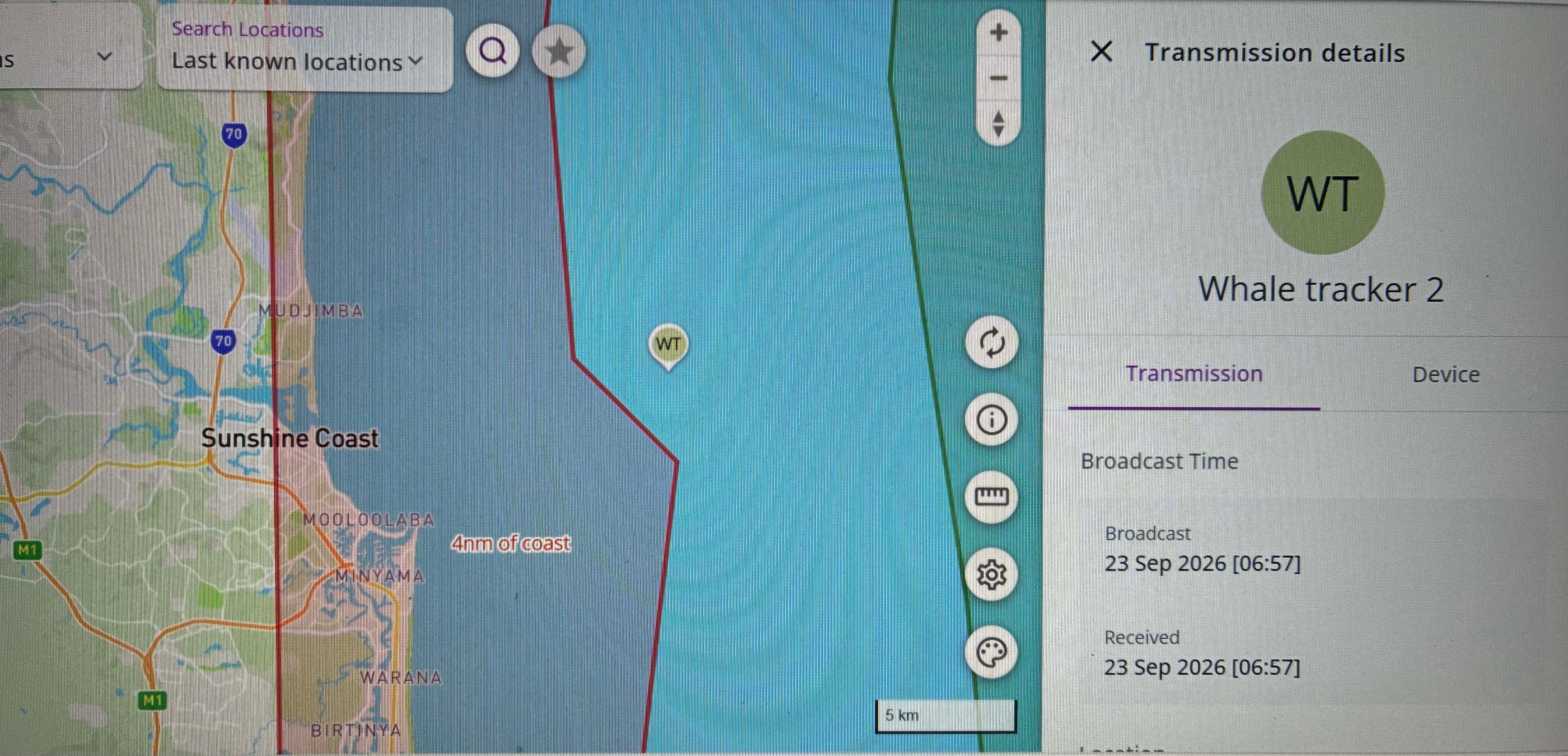 tracking data shows whale location