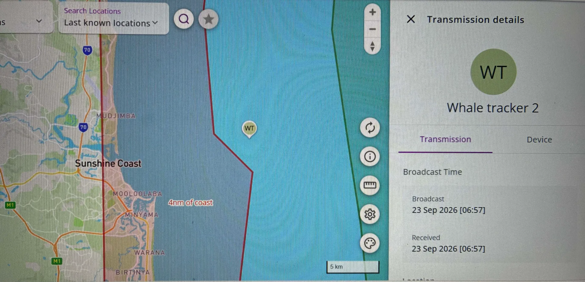 tracking data shows whale location