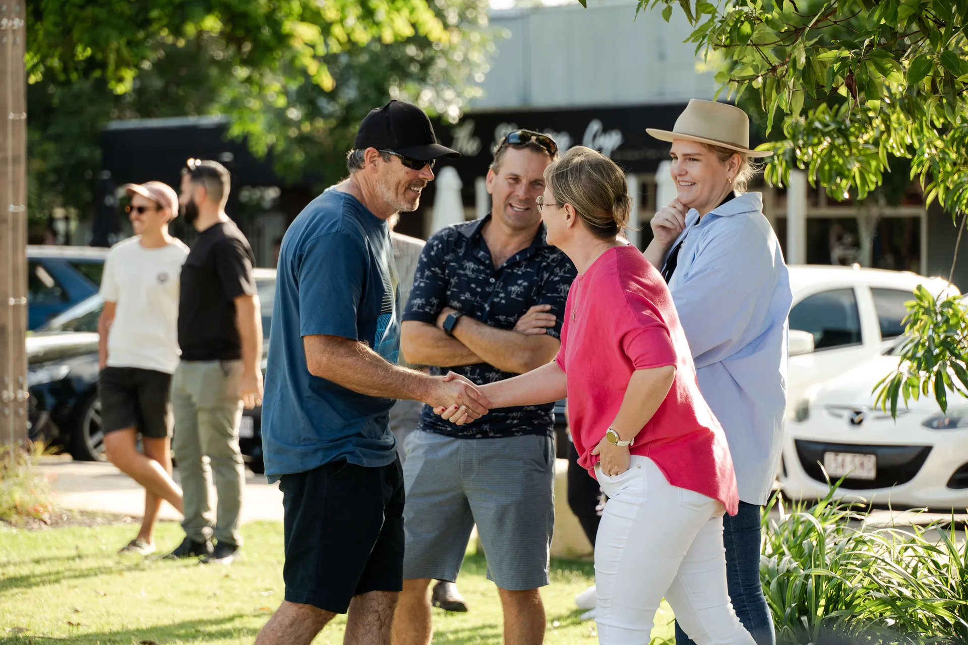 The community enjoying the Community Event to celebrate the completion of the Cribb Street Streetscape, Landsborough.