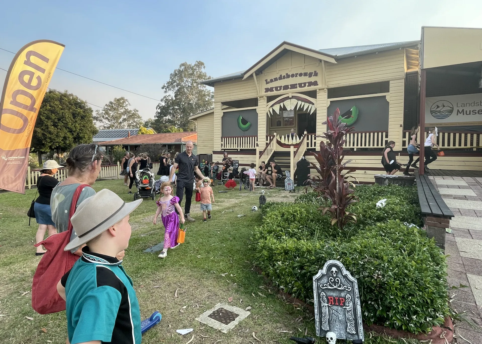 Children trick or treating and Landsborough museum.