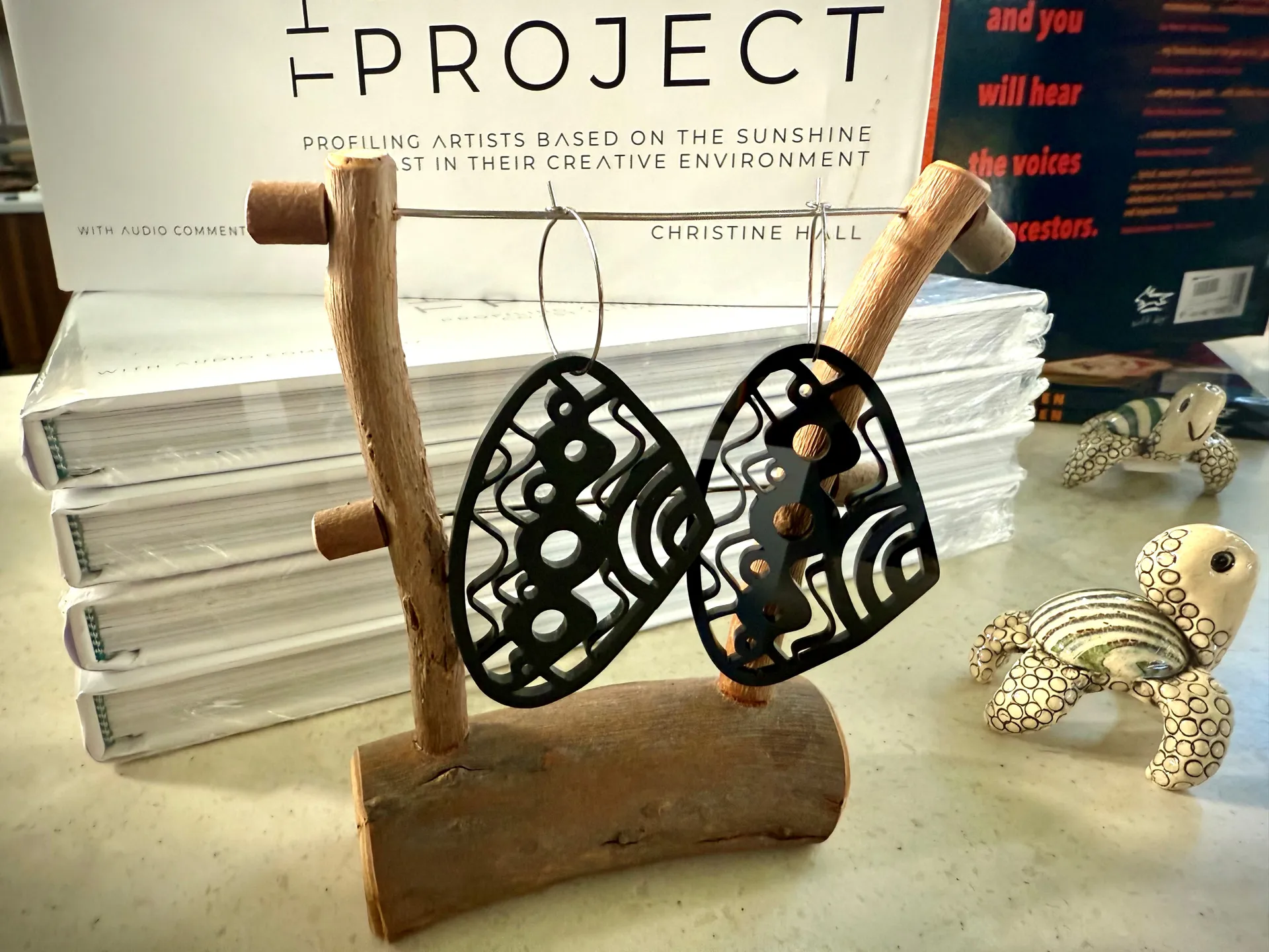 Gallery Store - Earrings by Amanda Pitt-Lythgoe in front of The Studio Project