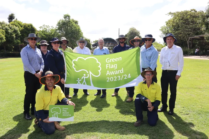 Sunshine Coast Council Parks and Gardens Team celebrate with Councillor Ted Hungerford.
