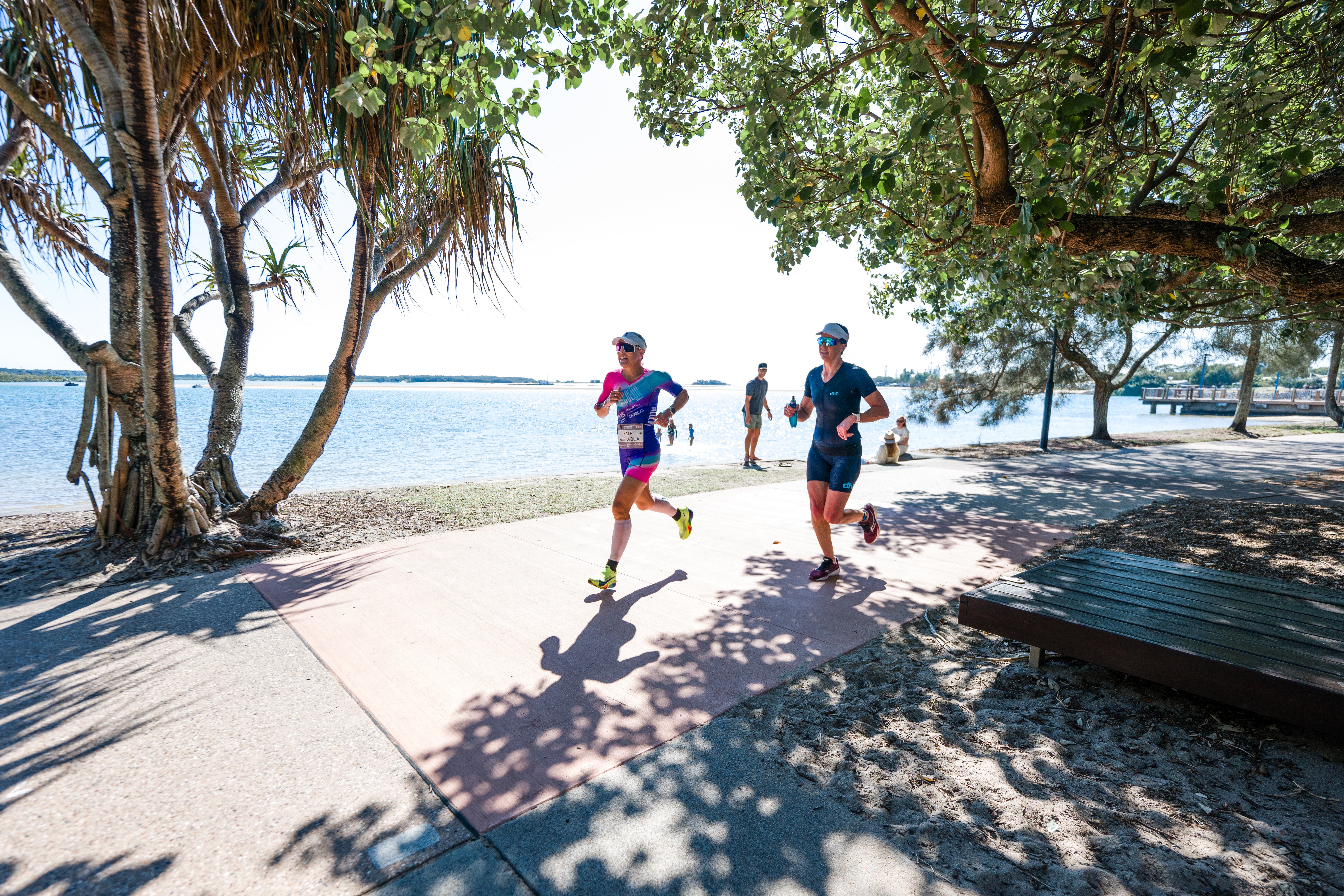 Two IRONMAN participants running
