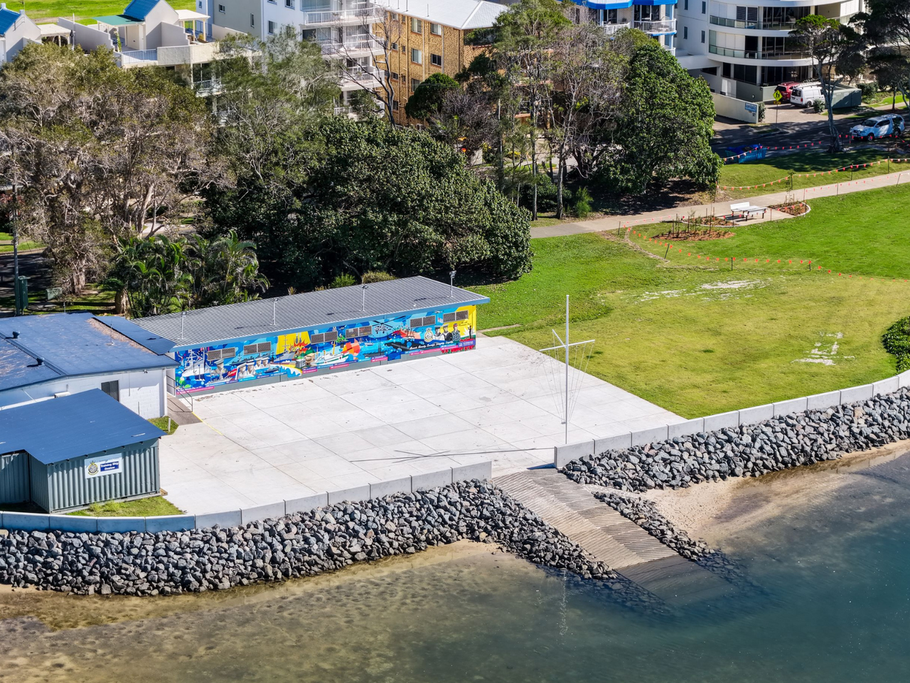 TS Onslow seawall renewal completed June 2026 - aerial view boat ramp