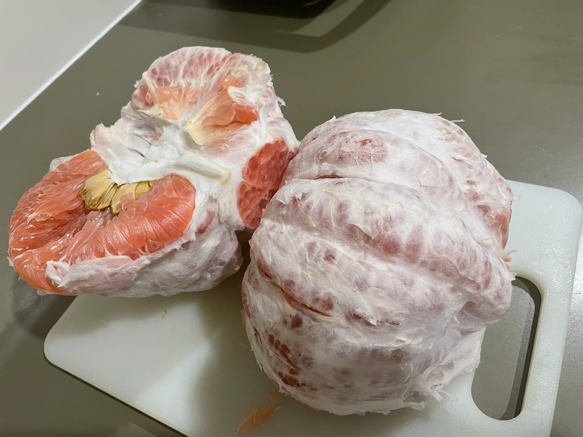 A peeled pomelo