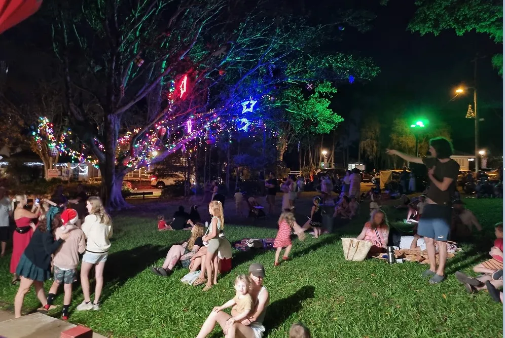 People enjoying Montville Christmas Market