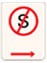 No stopping sign with red arrow pointing right.