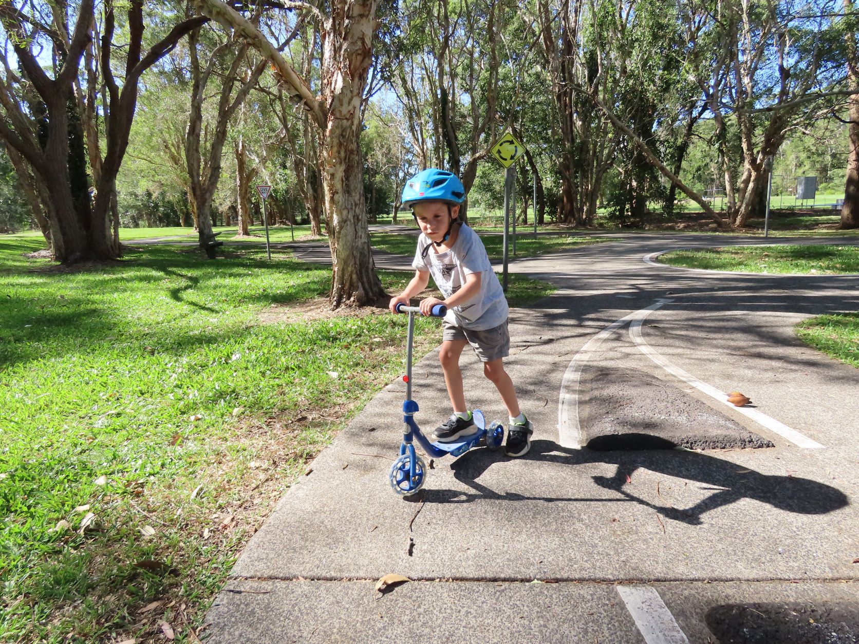 Little Mountain Common park child on bike path