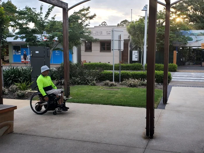 Wheelchair pilot in Landsborough for the Mobility Mapping project - March 2025