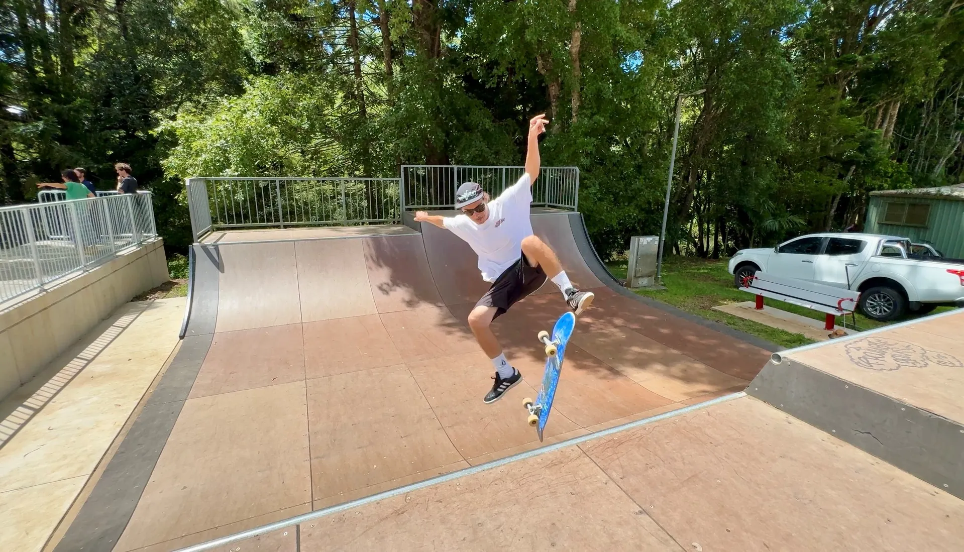 A skater using the half-pipe as part of the newly upgraded Maleny Skate Park - 18 February 2026
