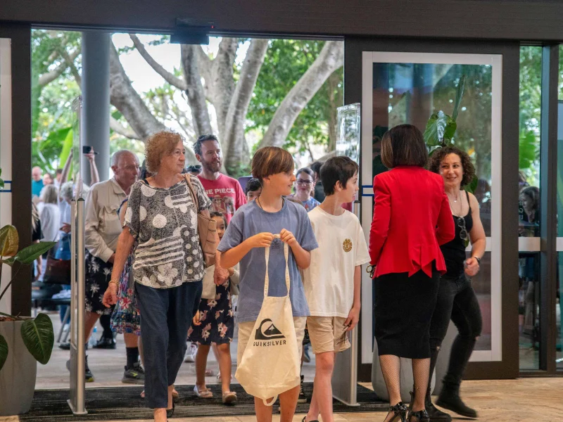 Community members enter the new Library+ for the first time.
