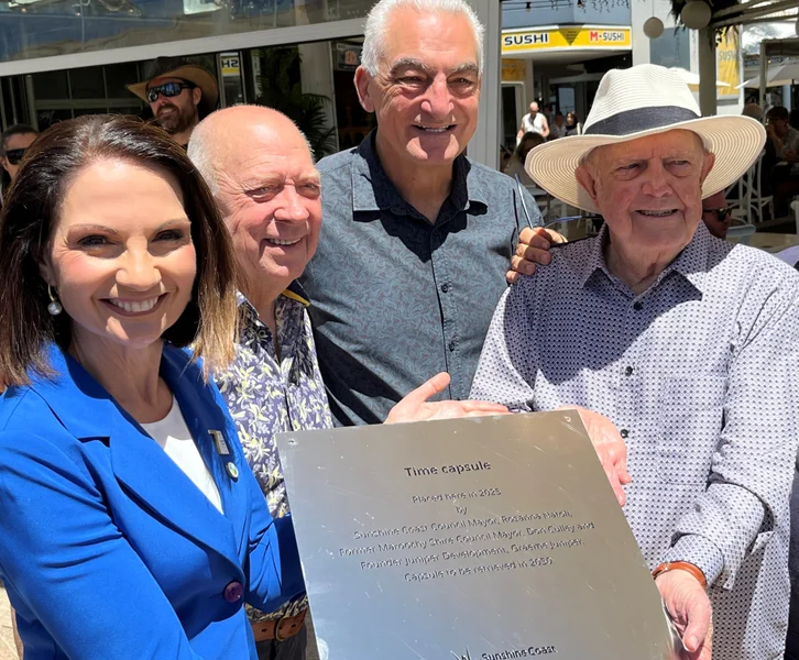 Sunshine Coast Council Mayor Rosanna Natoli, former Maroochy Shire Council Mayor Don Culley, business identity Graeme Juniper and extended guests.
