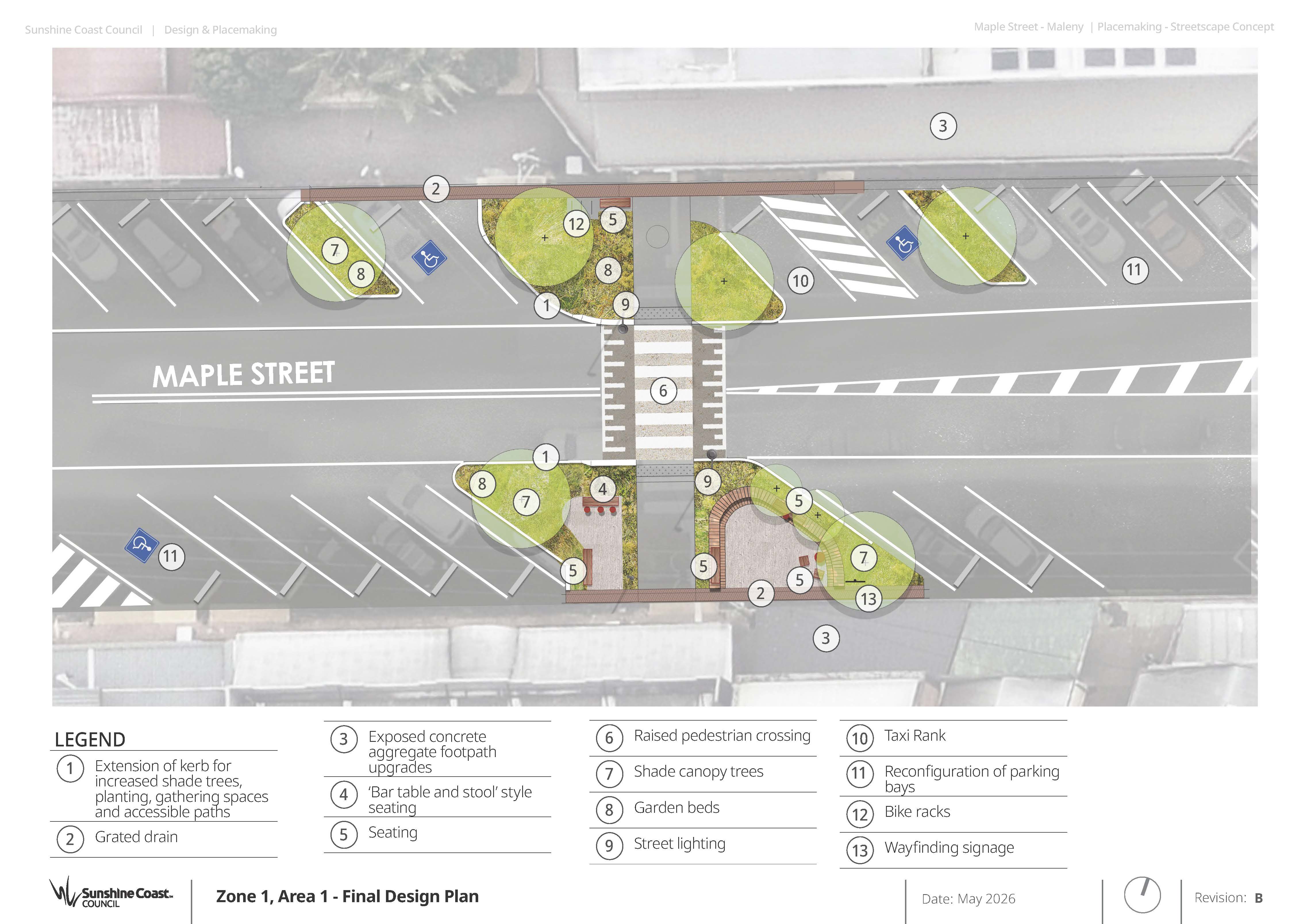 Maple Street, Maleny Streetscape - Final Concept Plan Zone 1 Area 1