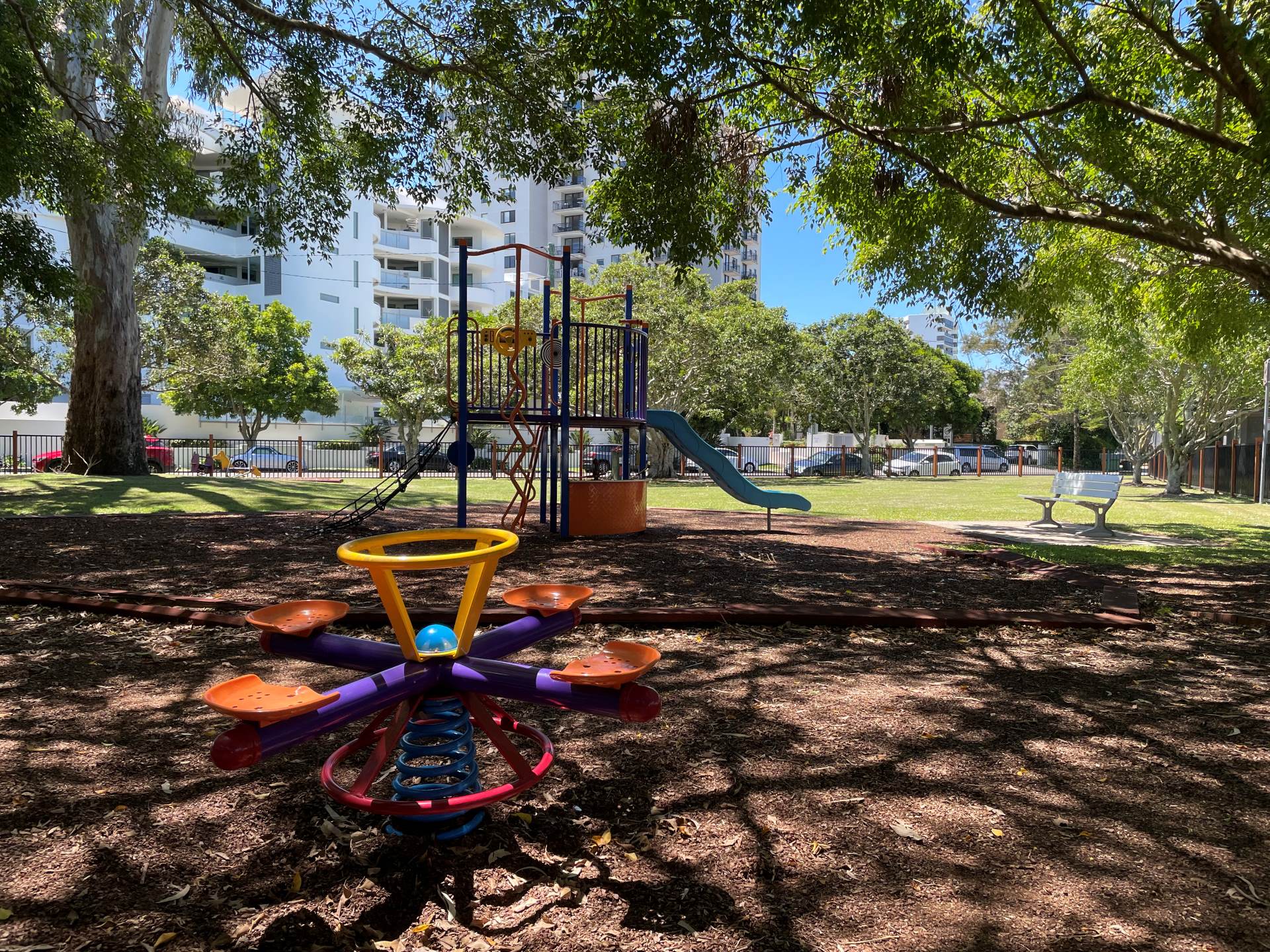 Playground withclimbing structure and play equipment