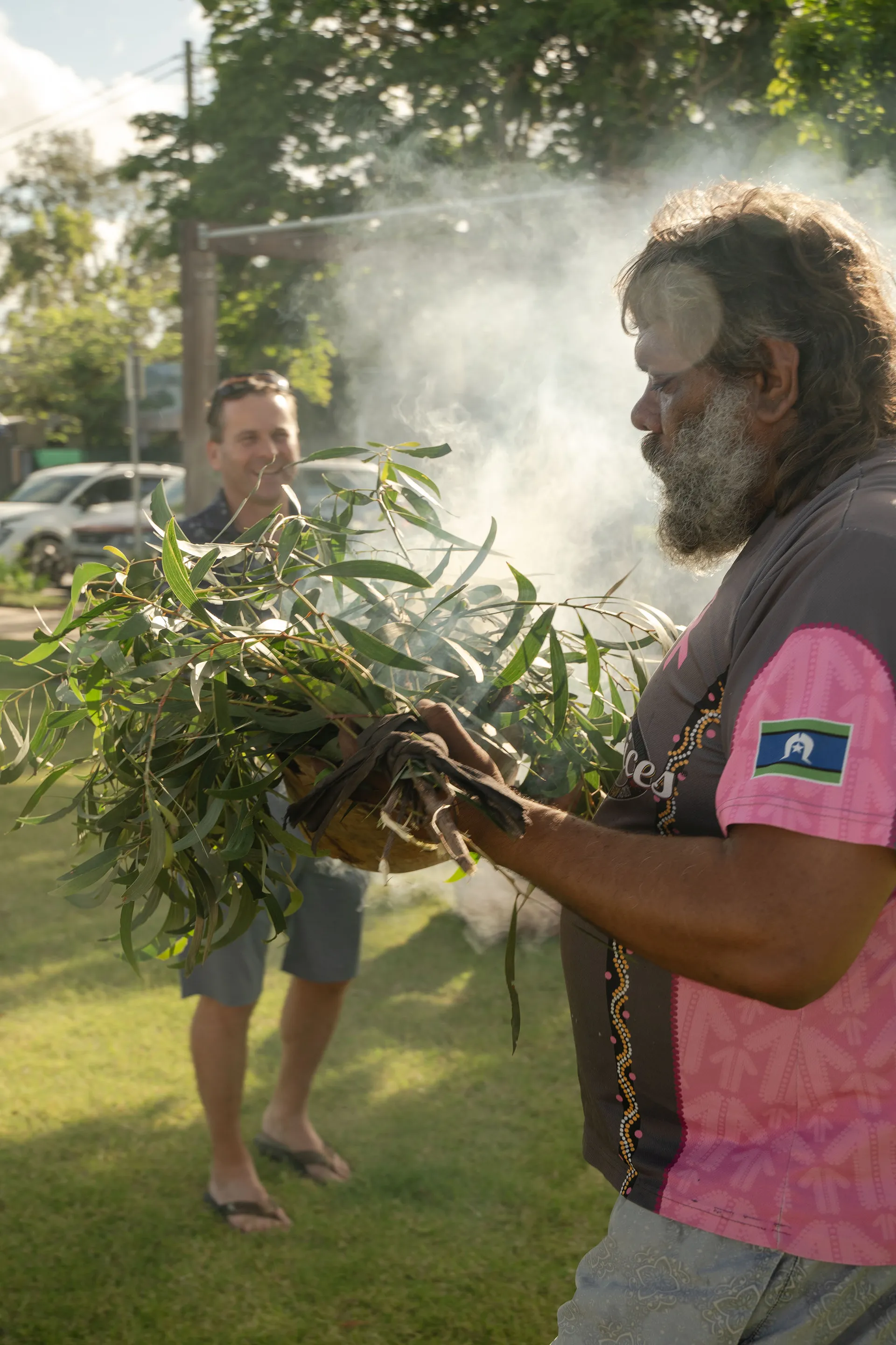 First Nations welcome at the Community Event to celebrate the completion of the Cribb Street Streetscape, Landsborough.