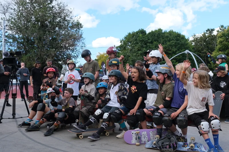Participants pose for the camera at the Quota Memorial Park skate park in a previous Battle For Nambour event.