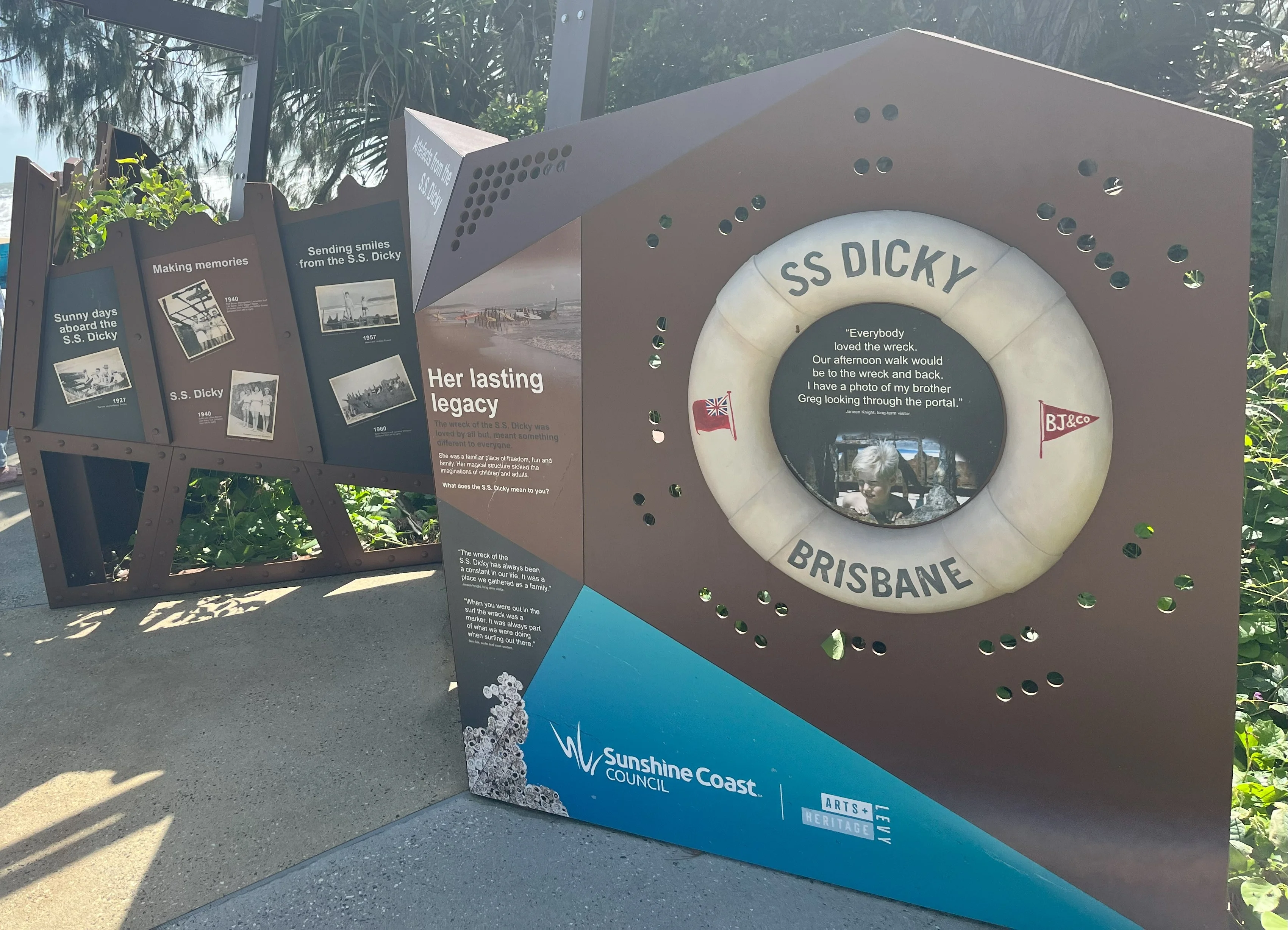 Interpretive signage of the S.S. Dicky at Dicky Beach