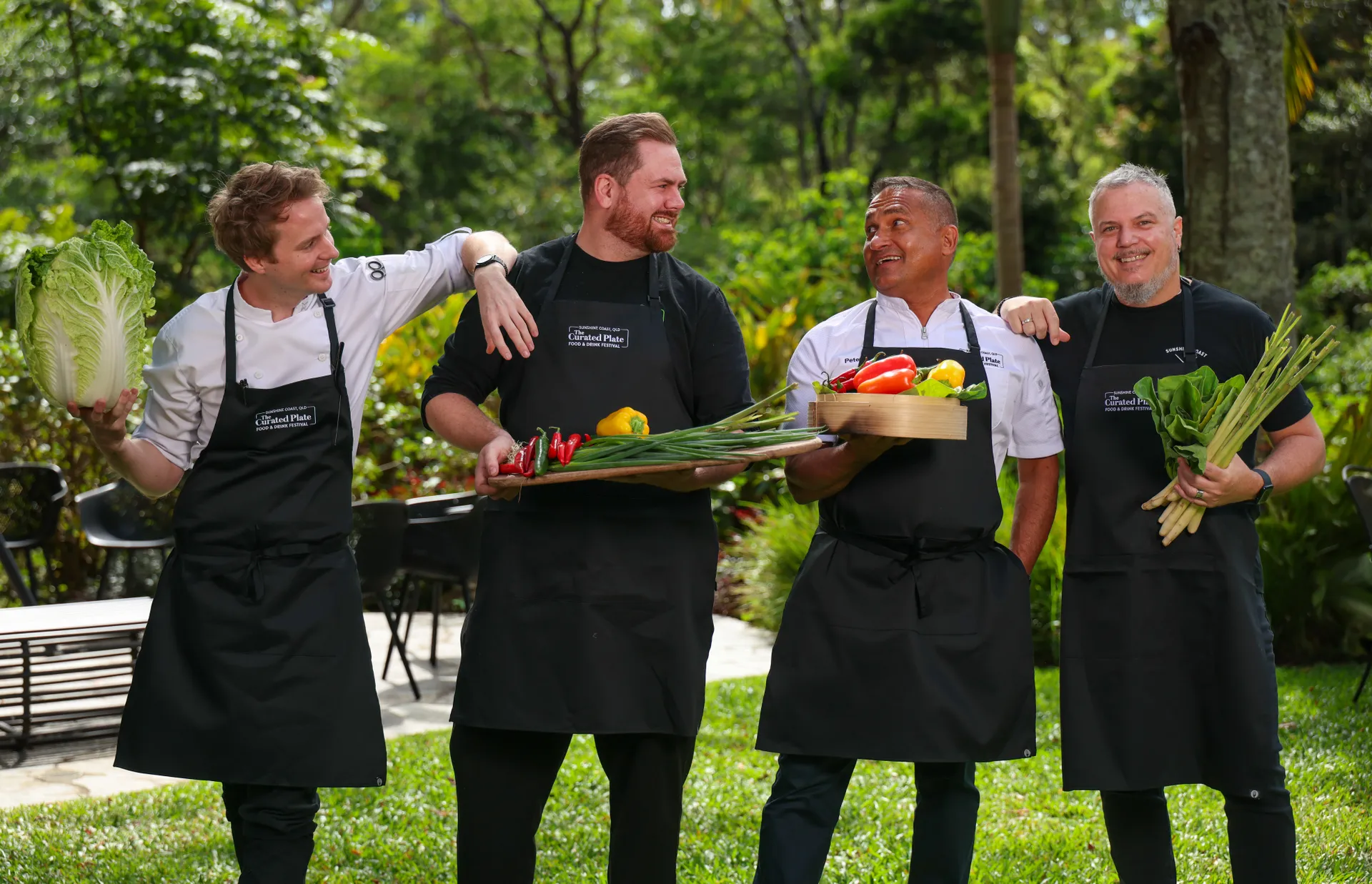 The Curated Plate chef's line up. The Curated Plate Director chef Peter Kuruvita (Third from the right)
